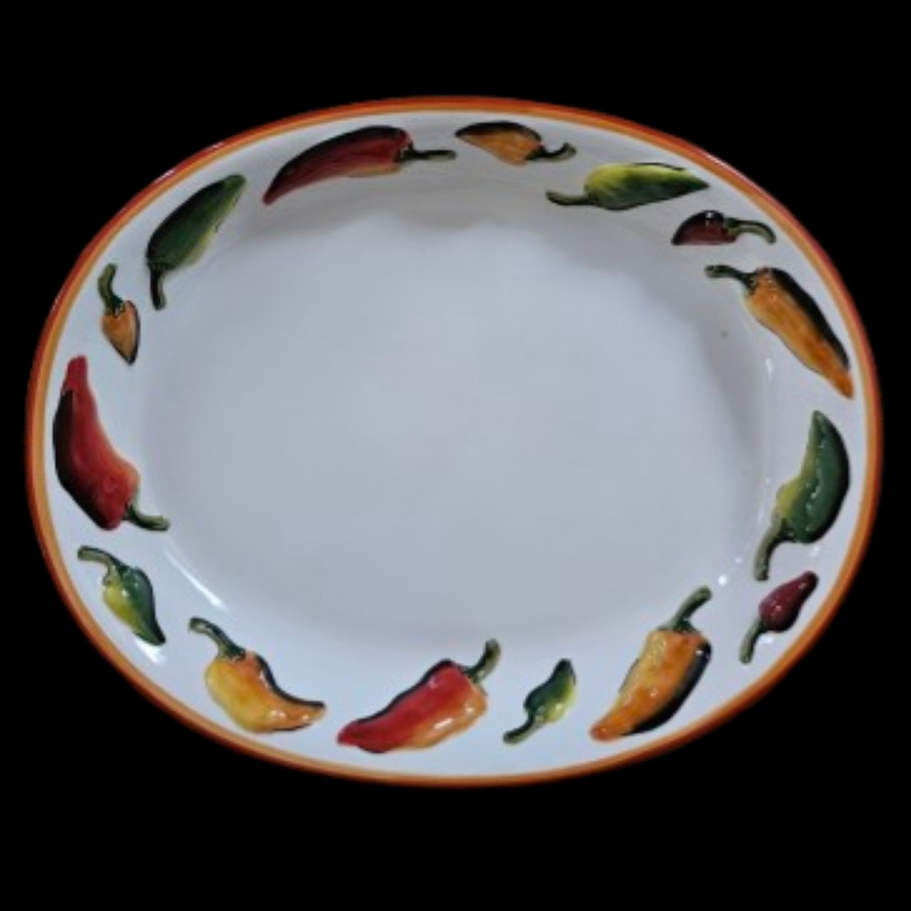 *Clay Art La Mesa Hand Painted Platter Stonelite Clay